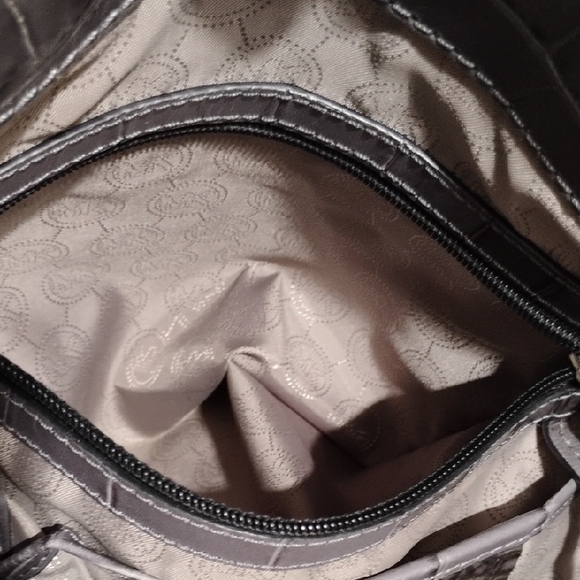 SALE! Michael Kors Hamilton Crocodile Embossed Silver Studded Tote Bag - Picture 12 of 16